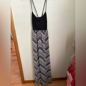 Black, White and Green Spaghetti Strap Maxi Sundress